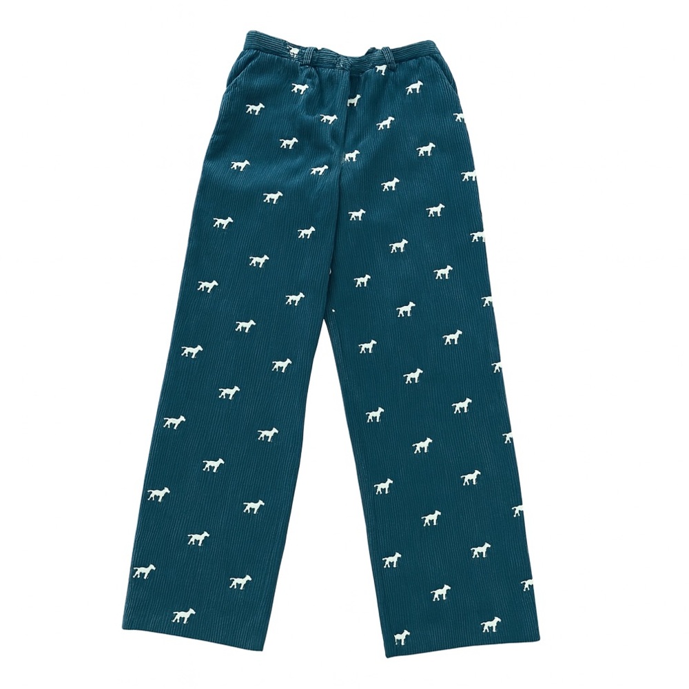 Vintage Orvis Hunter Green Corduroy Dog Embroidered Pants High Rise 30x27 Y2K - Picture 2 of 15